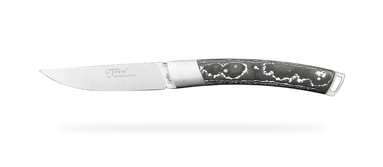 Le Thiers® Nature Fat Carbon Blue knife handmade in France