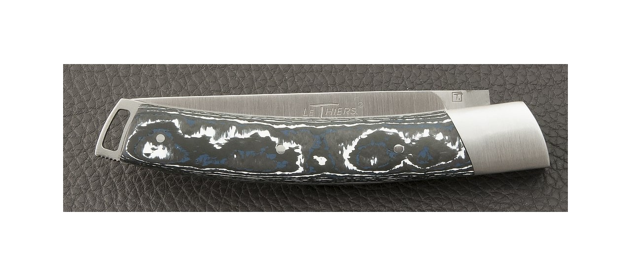 Le Thiers® Nature Fat Carbon Blue knife handmade in France