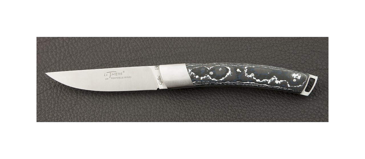 Le Thiers® Nature Fat Carbon Blue knife handmade in France