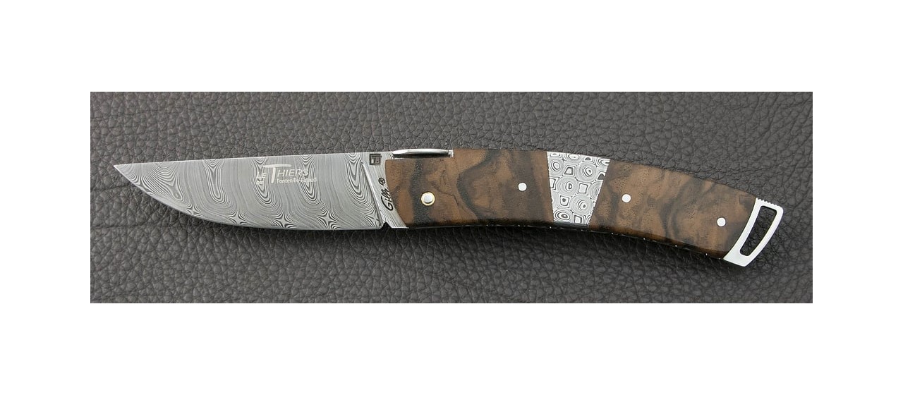 Le Thiers® Gentleman Damascus Central bolster Walnut knife