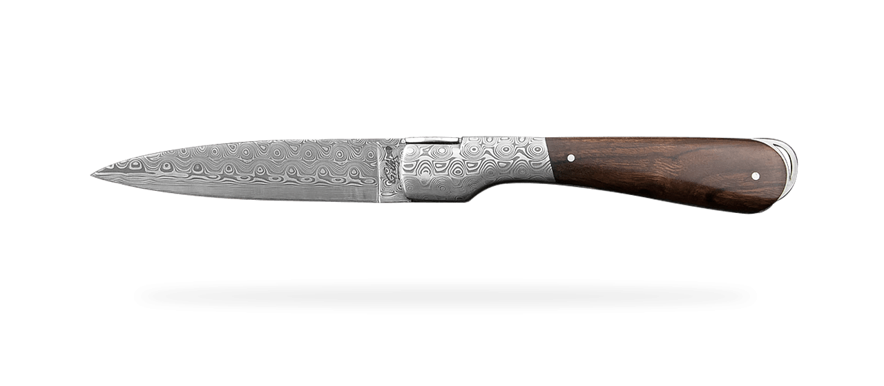 Corsican Sperone Guilloché Damascus Range Ironwood knife