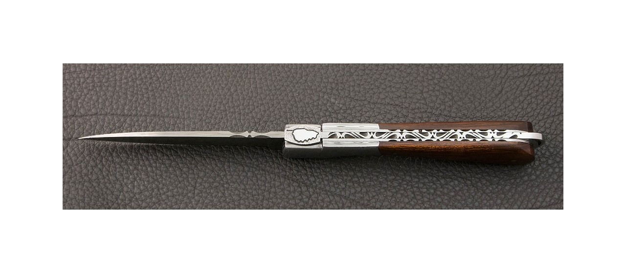 Corsican Sperone Guilloché Damascus Range Ironwood knife