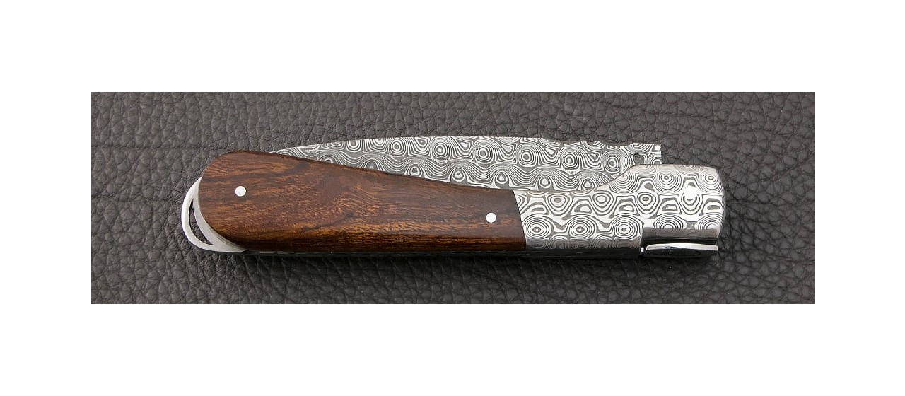 Corsican Sperone Guilloché Damascus Range Ironwood knife