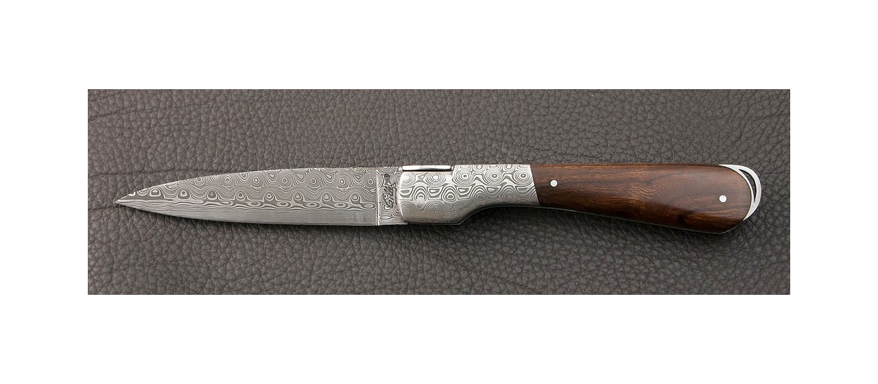 Corsican Sperone Guilloché Damascus Range Ironwood knife