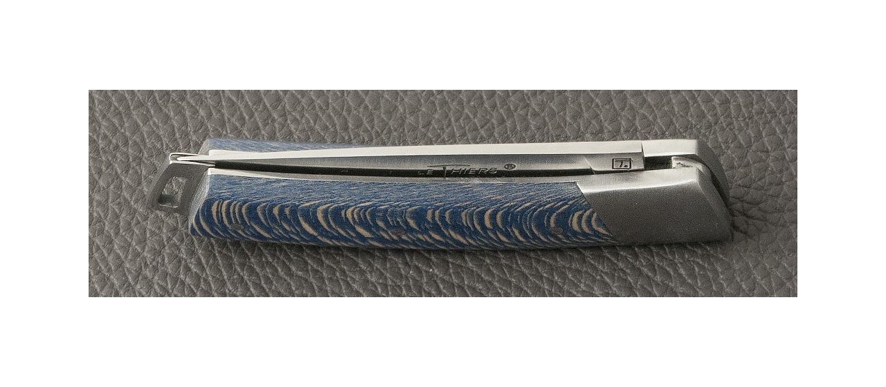 Couteau Le Thiers® Pocket Platane stabilisé bleu