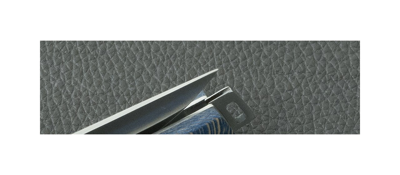 Couteau Le Thiers® Pocket Platane stabilisé bleu