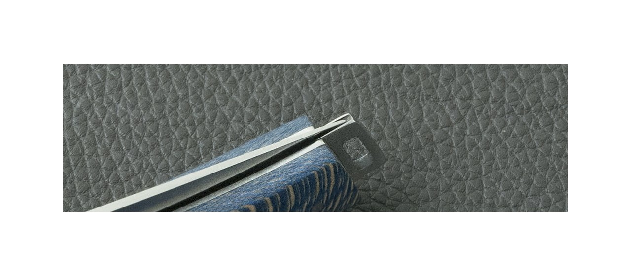 Couteau Le Thiers® Pocket Platane stabilisé bleu