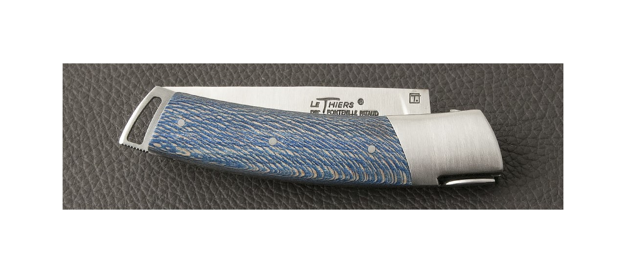 Couteau Le Thiers® Gentleman Platane stabilisé bleu fait main