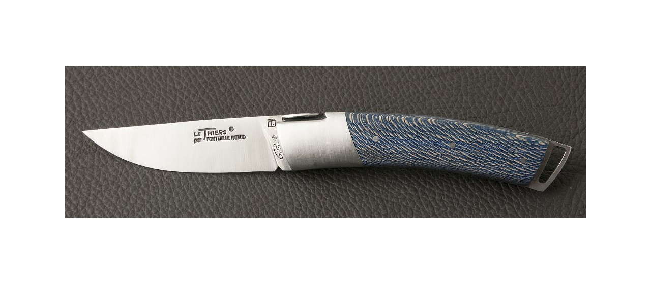 Couteau Le Thiers® Gentleman Platane stabilisé bleu fait main