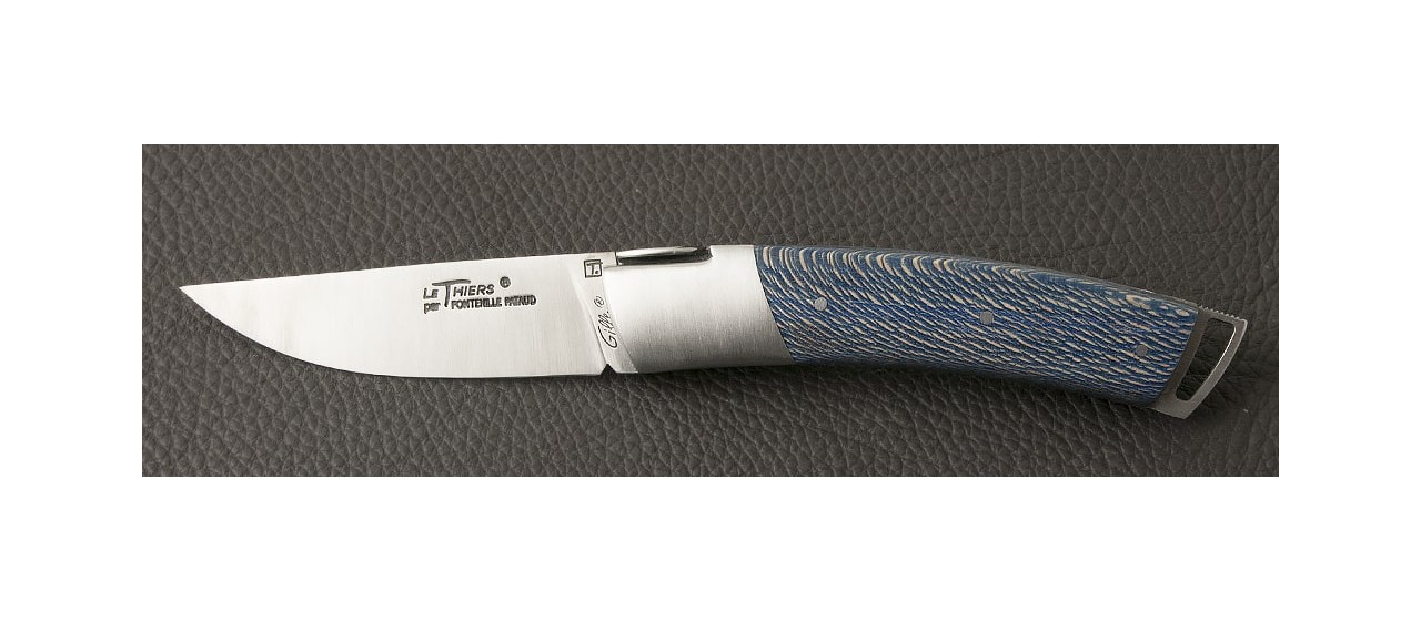 Le Thiers® Gentleman Stabilized blue plane tree knife handmade in France