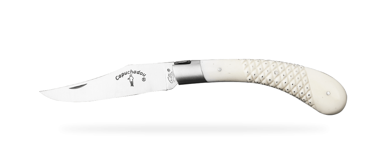 "Le Capuchadou®" 12 cm hand made knife, "Needles" Real Bone