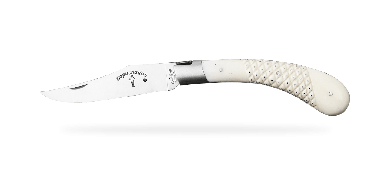 "Le Capuchadou®" 12 cm hand made knife, "Needles" Real Bone knife made in France