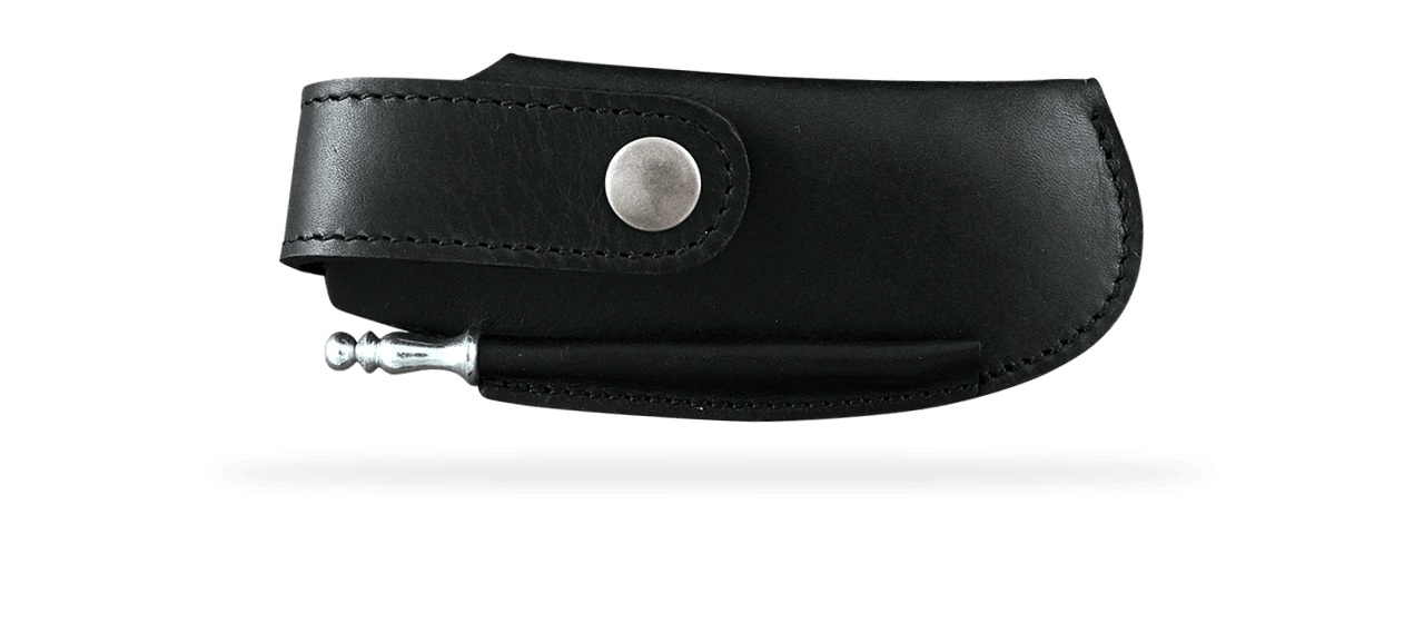 Etui de ceinture en cuir noir avec fusil pour Le Thiers® Gentleman, Capuchadou 12 cm, Sperone....