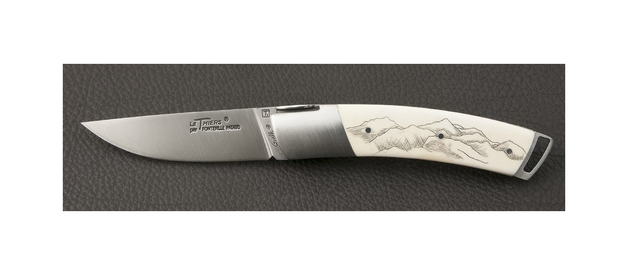 Couteau Le Thiers® Gentleman Scrimshaw Os véritable fabrication artisanale