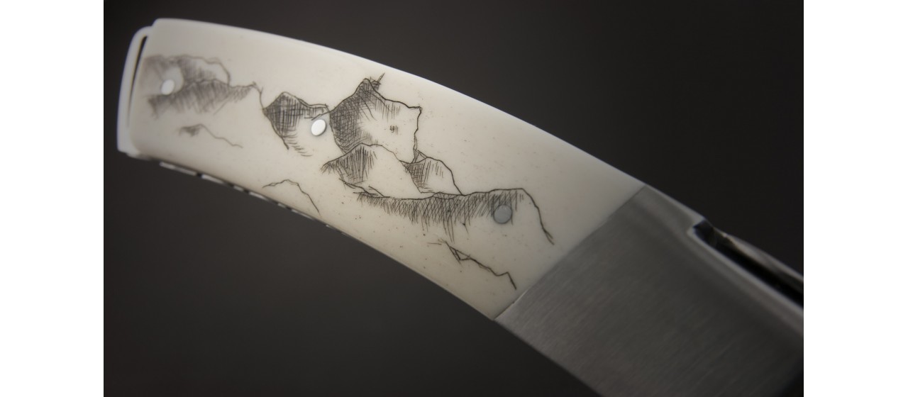 Le Thiers® Gentleman Scrimshaw Real Bone knife handmade in France