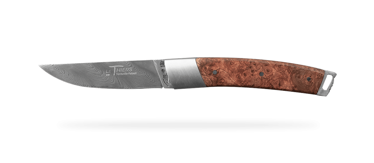 Le Thiers® Pocket Damascus Amboyna burl