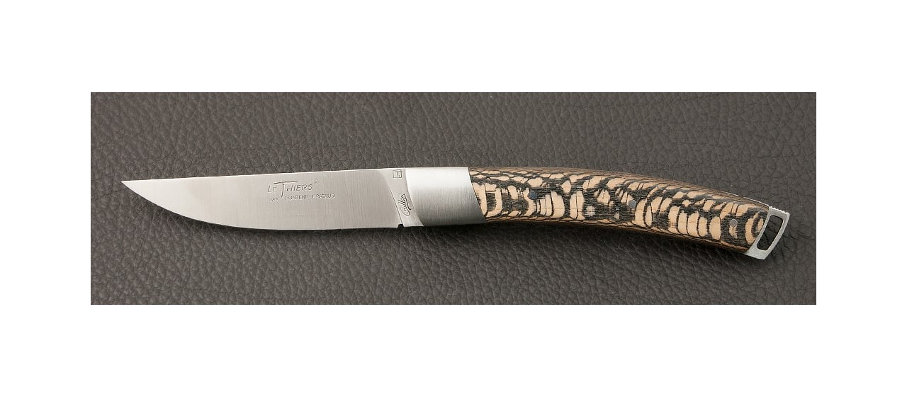 Couteau Le Thiers® Nature Platane stabilisé noir fabrication artisanale