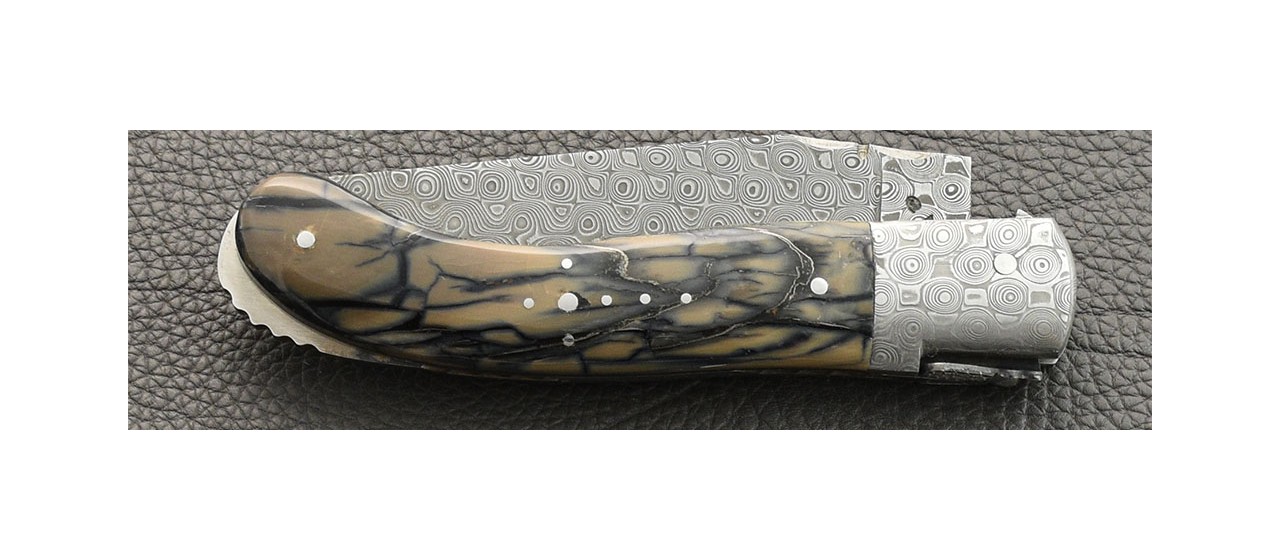 Laguiole Knife Sport Damascus Range Mammoth pulp and Delicate file work