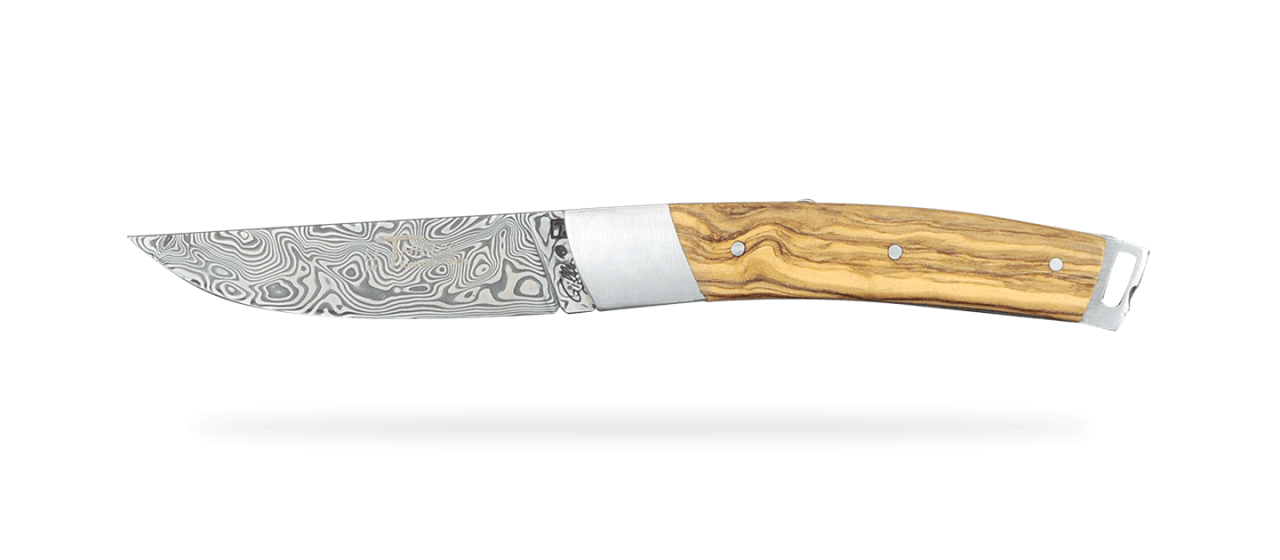 Le Thiers® Pocket Damascus Olivewood