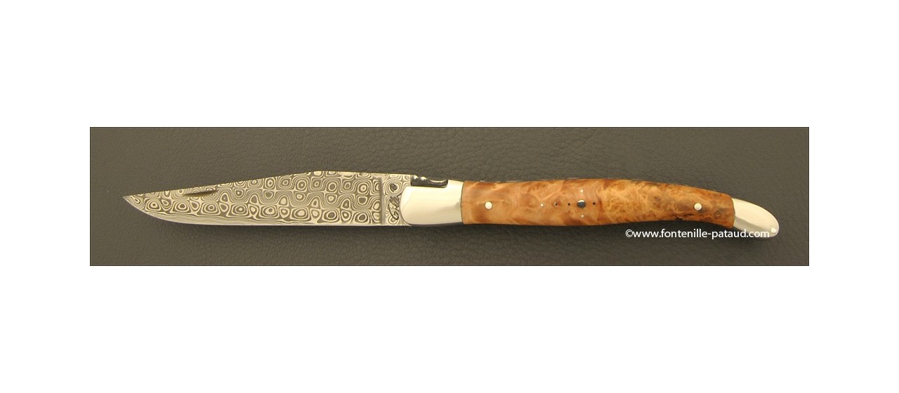 Laguiole Traditional 12 cm Damascus Range Stabilized Linden burl