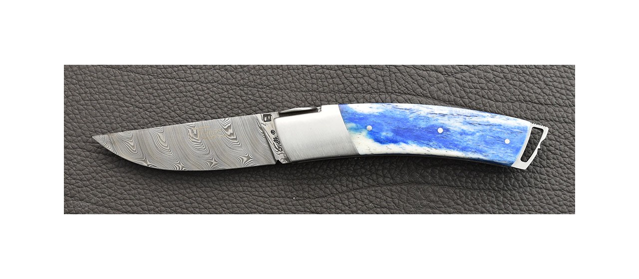 Le Thiers ® Gentleman knife Damascus blue bone