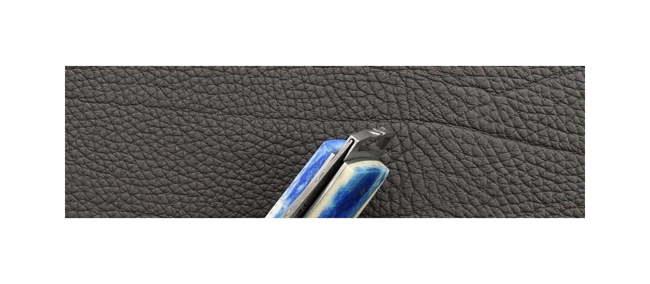 Couteau Le Thiers ® Gentleman Damas os bleu