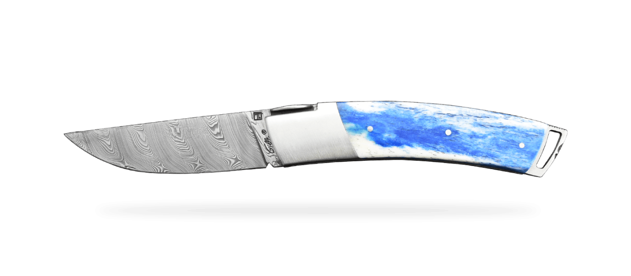 Le Thiers ® Gentleman knife Damascus blue bone