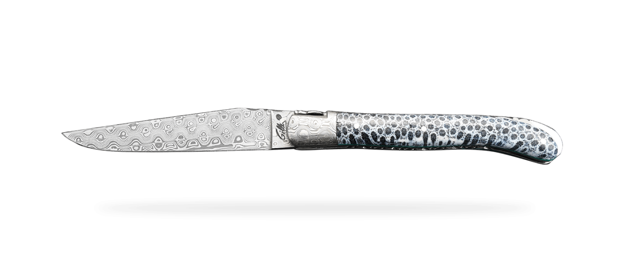 Laguiole Nature Damascus Range Blue coral Delicate File Work