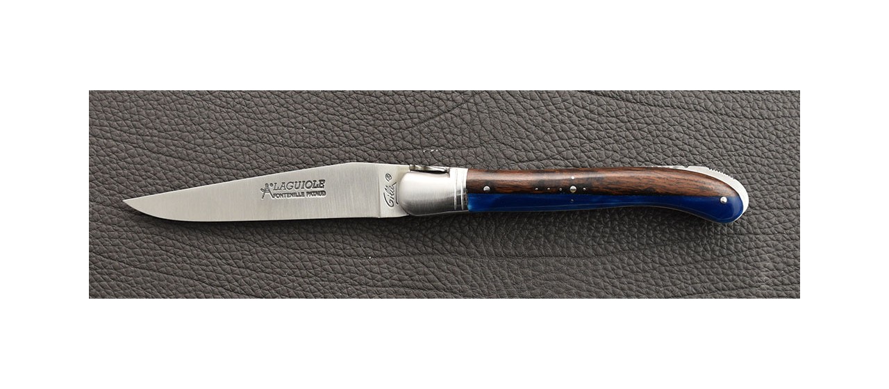 High-quality laguiole knife by Gilles Arizona ironwood adn epoxy resin