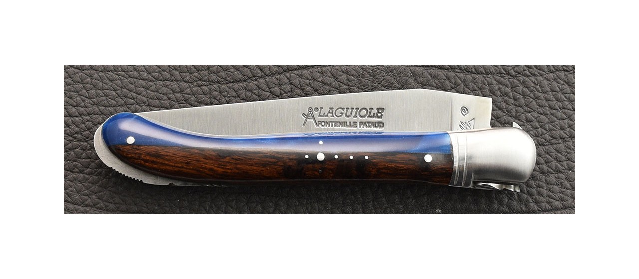 High-quality laguiole knife by Gilles Arizona ironwood adn epoxy resin