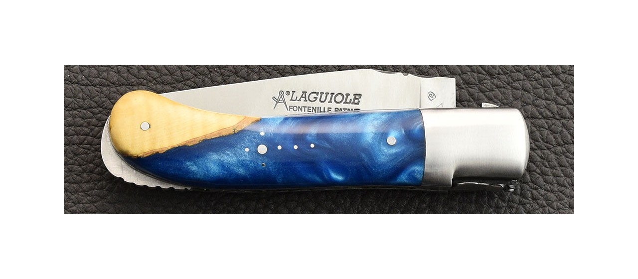 Couteau artisanal Laguiole Gentleman Classique Buis et résine epoxy