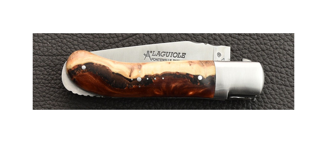 Laguiole Knife Gentleman Classic Range juniper burl and epoxy resin