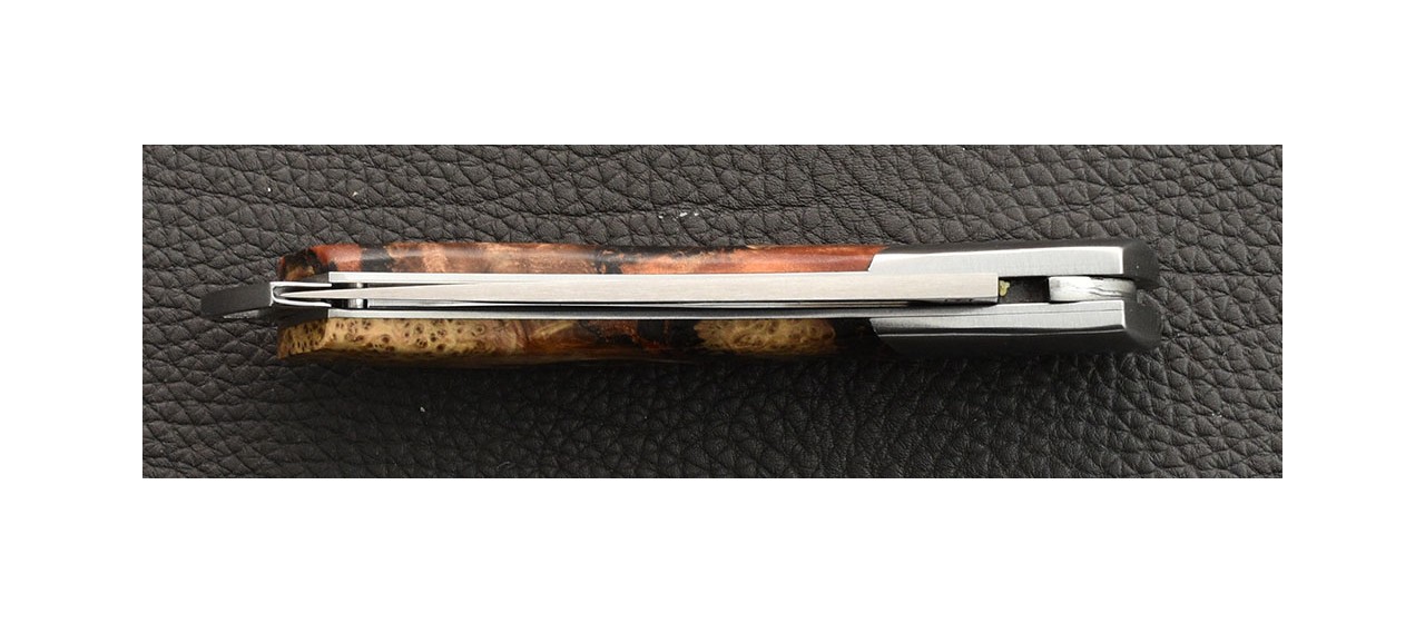 Le Thiers® Gentleman Hybrid juniper burl et epoxy resin knife handmade in France