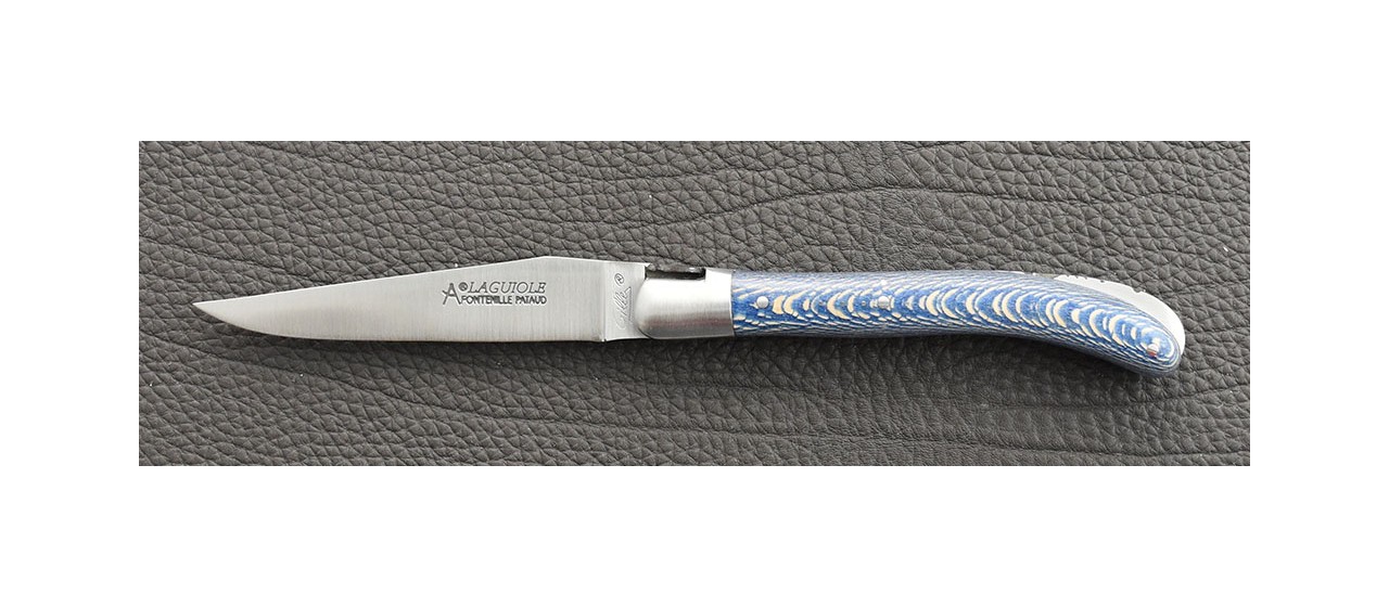Couteau Laguiole Le Pocket Classique platane bleu