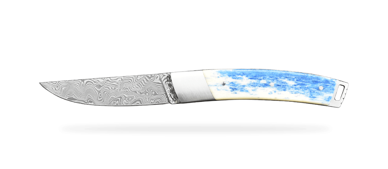 Le Thiers® Pocket Damascus blue Giraffe bone