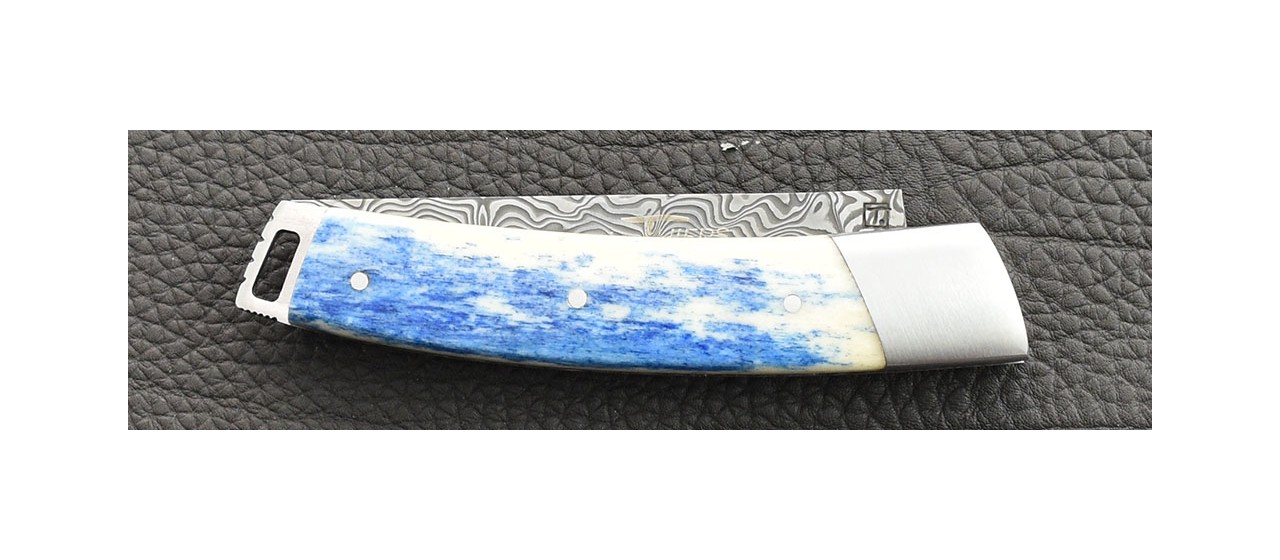 Le Thiers® Nature knife Damascus real blue Giraffe bone handle