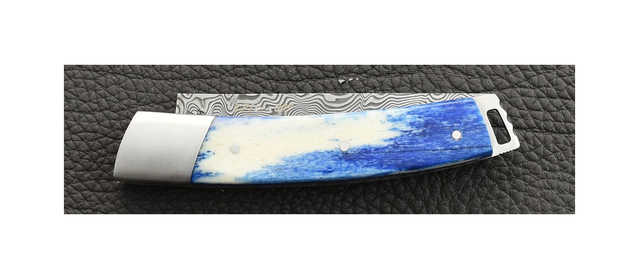 Le Thiers® Nature knife Damascus real blue Giraffe bone handle