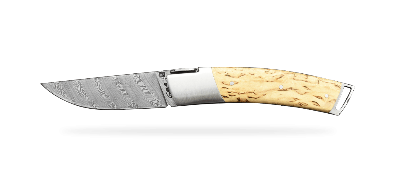 Le Thiers ® Gentleman knife Damascus Curly birch