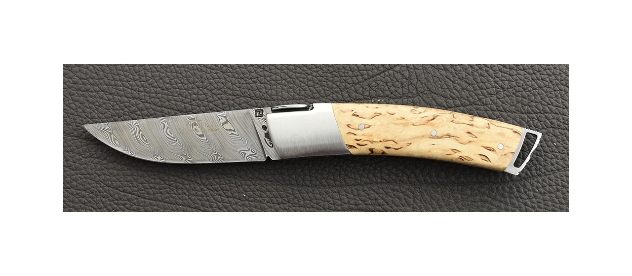 Le Thiers ® Gentleman knife Damascus Curly birch