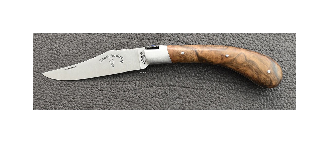 "Le Capuchadou-Guilloché" 12 cm hand made knife, walnut