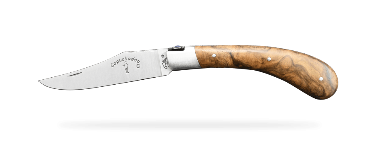 "Le Capuchadou®-Guilloché" 12 cm handmade knife, Walnut