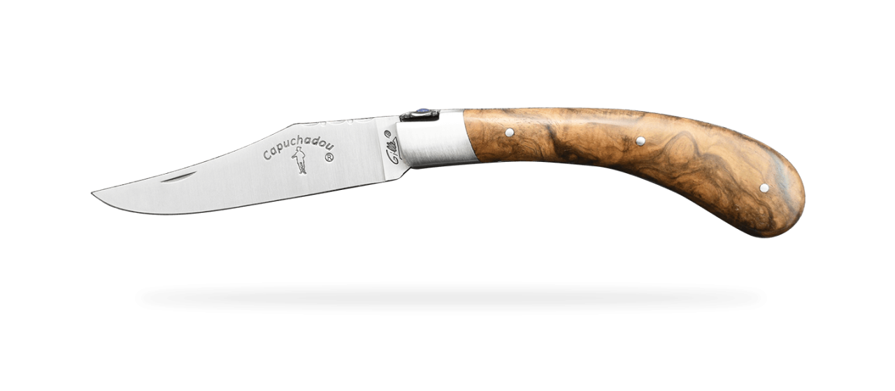 "Le Capuchadou-Guilloché" 12 cm hand made knife, walnut