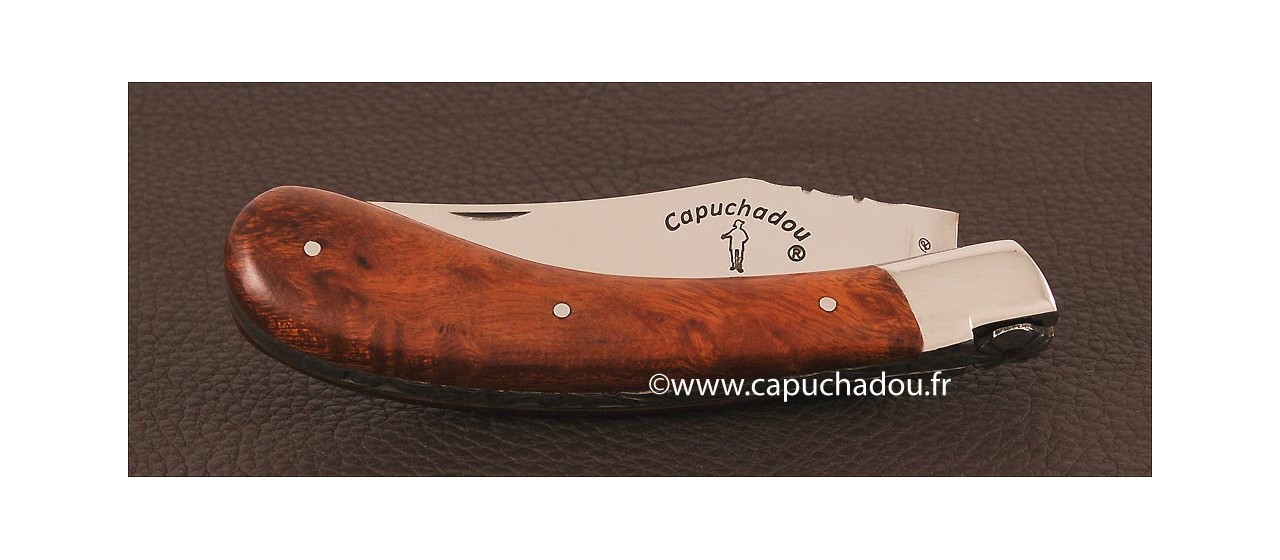 "Le Capuchadou-Guilloché" 12 cm hand made knife, Ironwood