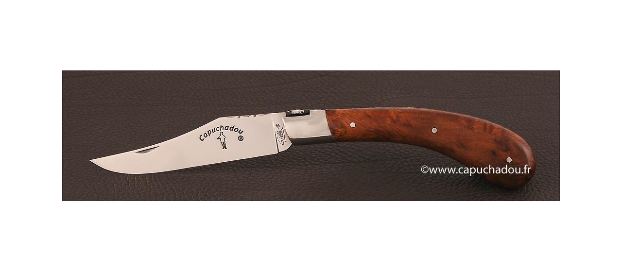 "Le Capuchadou-Guilloché" 12 cm hand made knife, Ironwood