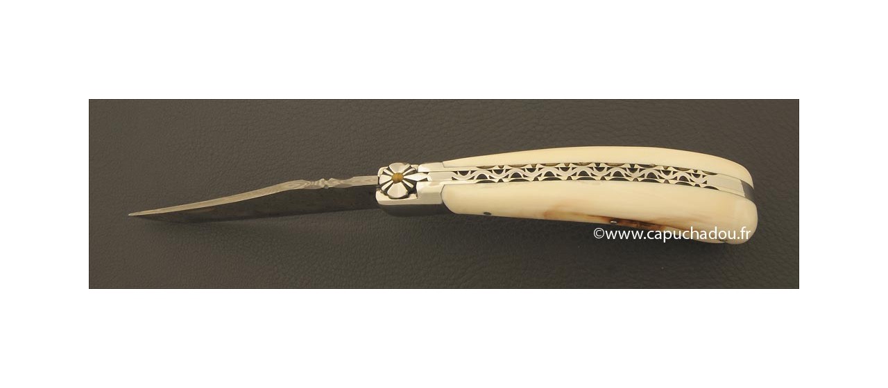Le Capuchadou® Guilloché 12 cm, ivoire de Phacochère & Damas, maillechort