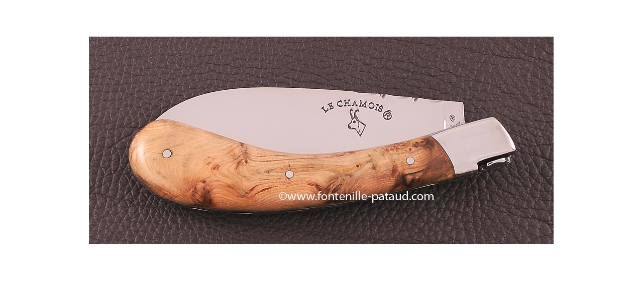 Le Chamois® knife 12 cm Guilloché Range Juniper burl