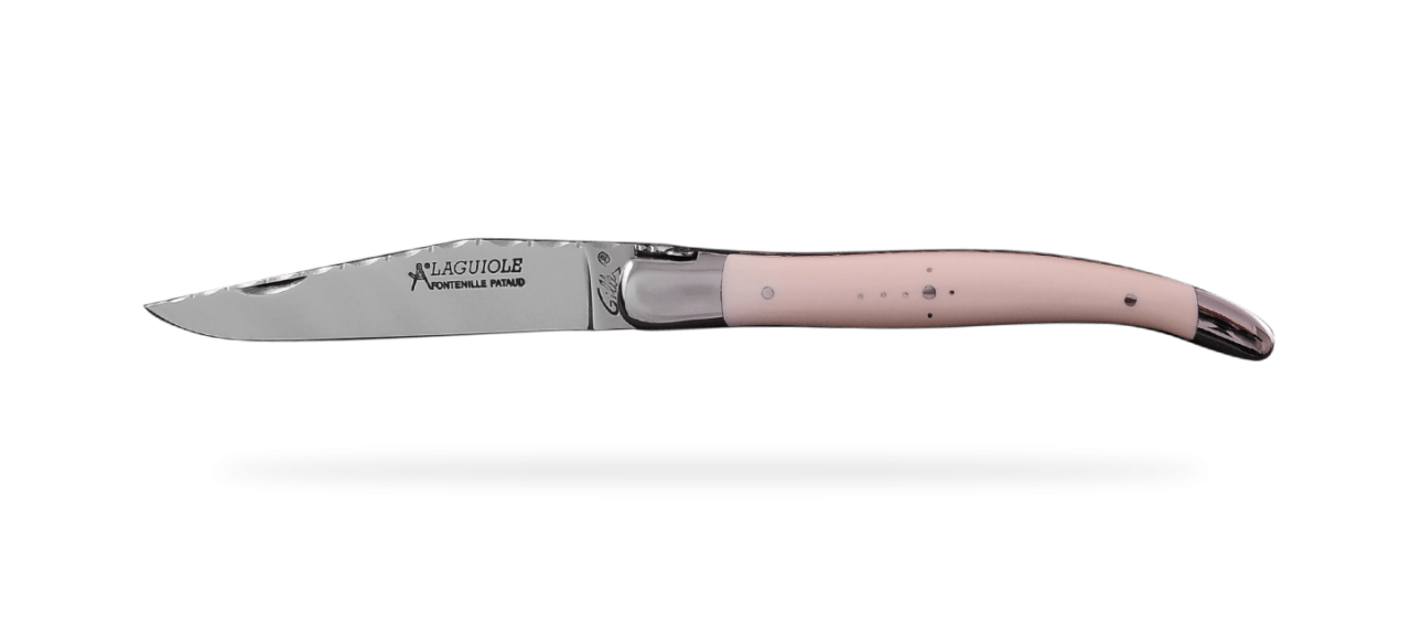 Laguiole Traditionnel 12 cm Guilloché Ivoire de mammouth blanc