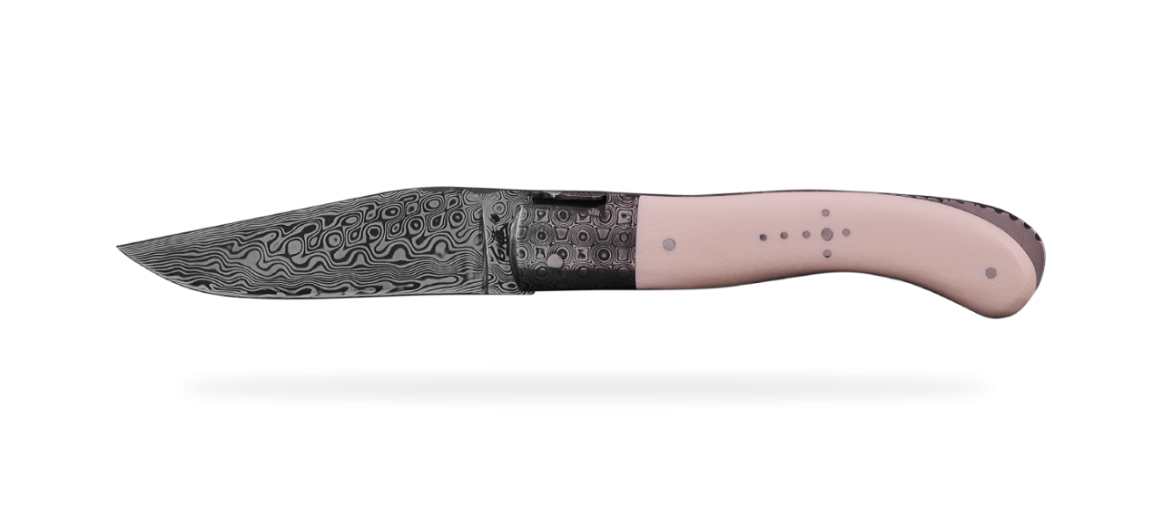 Laguiole Knife Sport Damascus Range ivory Delicate file work Gold