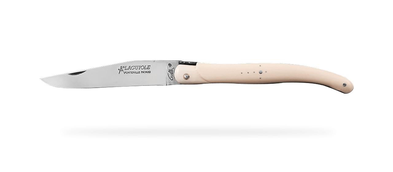 Laguiole Traditionnel 12 cm Classique Plein manche Ivoire de mammouth blanc