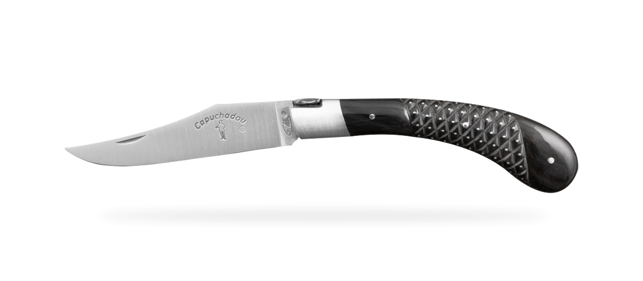 "Le Capuchadou®" 12 cm handmade knife, "Needles" Buffalo Horn Tip